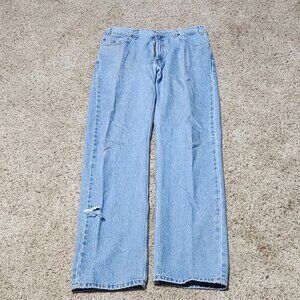 Vint Levi's 505 Light Wash Denim Jeans, Men's 36x34 Relaxed Fit Distressed